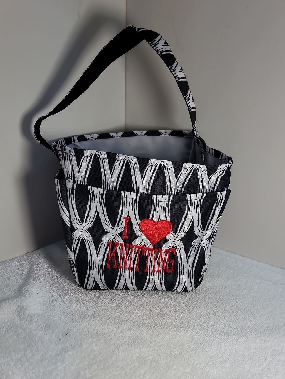 I Love ❤️ Knitting Black & White Project Bag. NWT